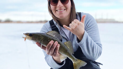 Amanda Wiebe - ice fishing for walleye